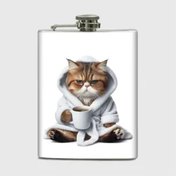 Фляга Котик в халате и кофе