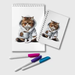 Блокнот Котик в халате и кофе