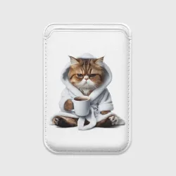 Картхолдер Magsafe магнитный Котик в халате и кофе