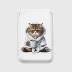 Картхолдер Magsafe магнитный Котик в халате и кофе