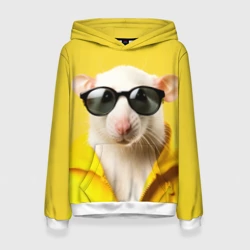 Женская толстовка 3D Ля какая модная крыса на желтом