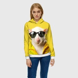 Женская толстовка 3D Ля какая модная крыса на желтом - фото 2