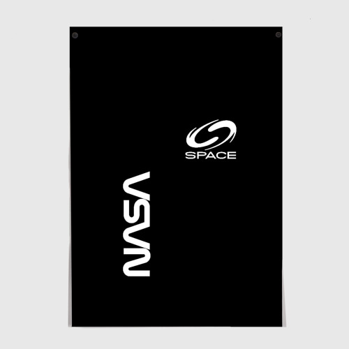 Постеры с принтом Nasa space logo white, вид спереди №1