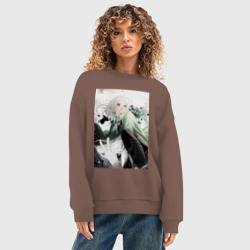 Женский свитшот oversize без начеса хлопок Реинкарнация безработного Сильфиетта арт - фото 2