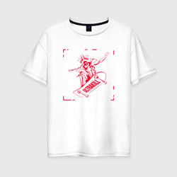 Женская футболка хлопок Oversize Ultrakill Gabriel on a skateboard