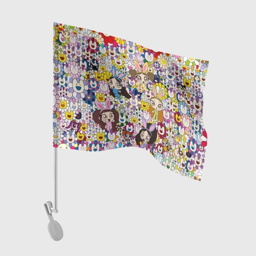 Флаг для автомобиля Right now NewJeans and Takashi Murakami
