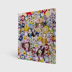 Холст квадратный Right now NewJeans and Takashi Murakami