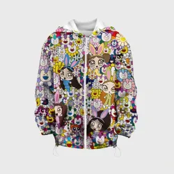 Детская куртка 3D Right now NewJeans and Takashi Murakami