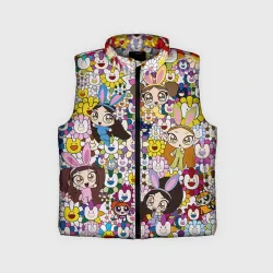 Детский жилет утепленный 3D Right now NewJeans and Takashi Murakami