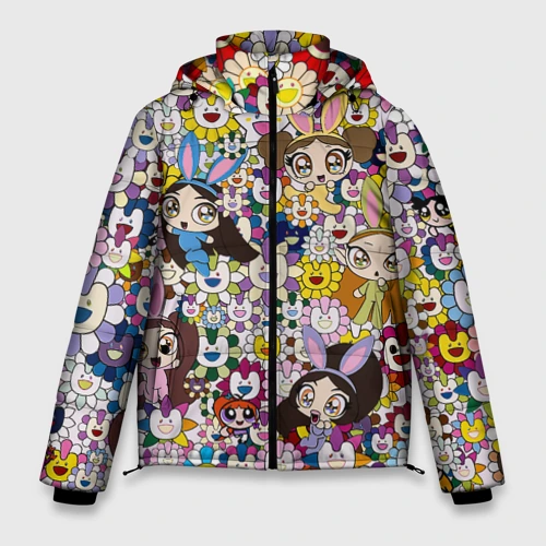 Мужская зимняя куртка 3D Right now NewJeans and Takashi Murakami