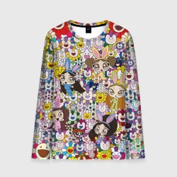 Мужской лонгслив 3D Right now NewJeans and Takashi Murakami