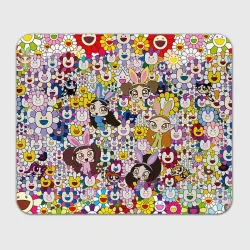 Прямоугольный коврик для мышки Right now NewJeans and Takashi Murakami