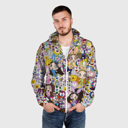 Мужская ветровка 3D Right now NewJeans and Takashi Murakami - фото 2