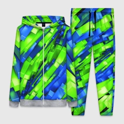 Женский костюм 3D Сине-зеленые наклонные блоки