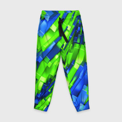 Детские брюки 3D Сине-зеленые наклонные блоки