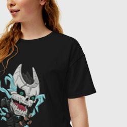 Женская футболка хлопок Oversize Кафка Хибино чиби Кайдзю номер 8 - фото 2