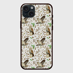 Совы и перья – Чехол силиконовый для Apple iPhone 15 Plus матовый с принтом купить