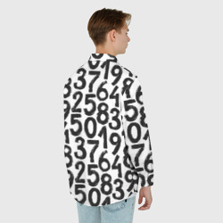 Рубашка с принтом Гранжевые числа для любого человека, вид сзади №2. Цвет основы: белый