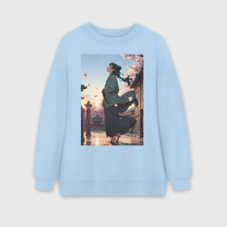 Женский свитшот oversize без начеса хлопок Монолог фармацевта Маомао во дворце