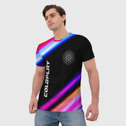 Мужская футболка 3D Coldplay neon rock lights - фото 2