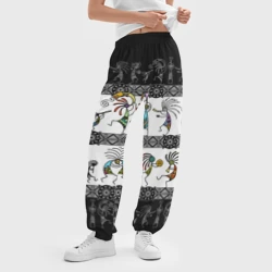 Женские джоггеры оверсайз 3D Кокопелли - боги индейцев хайда - фото 2