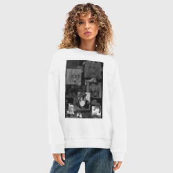 Женский свитшот oversize без начеса хлопок Эта фарфоровая кукла влюбилась Марин Китагава коллаж - фото 2