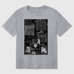 Женская футболка хлопок Oversize Эта фарфоровая кукла влюбилась Марин Китагава коллаж