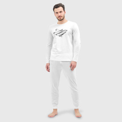 Пижама с принтом Каллиграфия узорный элемент для любого человека, вид спереди №2. Цвет основы: белый