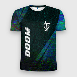 Doom glitch blue – Мужская футболка 3D Slim с принтом купить со скидкой в -9%