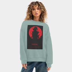 Женский свитшот oversize без начеса хлопок Тёмный дворецкий Себастьян Михаэлис боец - фото 2