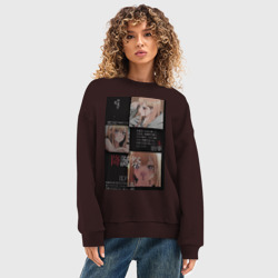 Женский свитшот oversize без начеса хлопок Эта фарфоровая кукла влюбилась Марин Китагава коллаж - фото 2