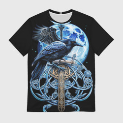 Мужская футболка 3D Черный ворон - сакральные славянские символы