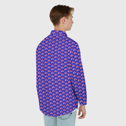 Рубашка с принтом Паттерн облака из сердечек для любого человека, вид сзади №2. Цвет основы: белый