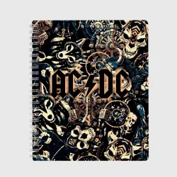Тетрадь AC DC на фоне викингов рун воронов и черепов 