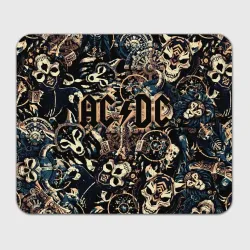Прямоугольный коврик для мышки AC DC на фоне викингов рун воронов и черепов 