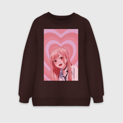 Женский свитшот oversize без начеса хлопок Эта фарфоровая кукла влюбилась Марин Китагава сердце