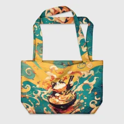 Пляжная сумка 3D The cat eats ramen