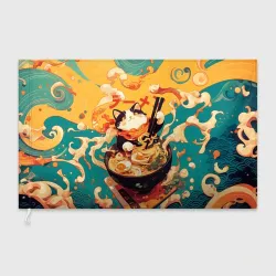 Флаг 3D The cat eats ramen