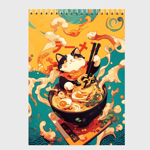 Скетчбук The cat eats ramen