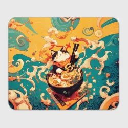 Прямоугольный коврик для мышки The cat eats ramen
