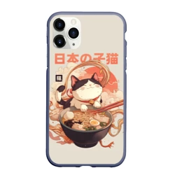 Чехол для iPhone 11 Pro Max матовый Ramen and the cat