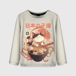 Детский лонгслив 3D Ramen and the cat