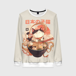 Женский свитшот 3D Ramen and the cat