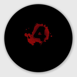 Круглый коврик для мышки Left 4 Dead logo красный