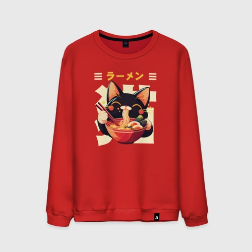 Мужской свитшот хлопок Ramen and cat