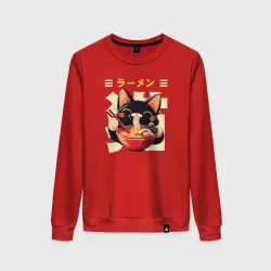 Женский свитшот хлопок Ramen and cat