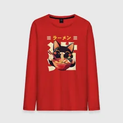 Мужской лонгслив хлопок Ramen and cat