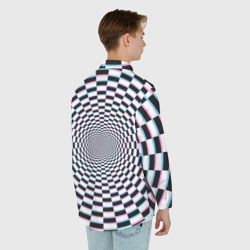 Рубашка с принтом Оптическая иллюзия с погружением для любого человека, вид сзади №2. Цвет основы: белый
