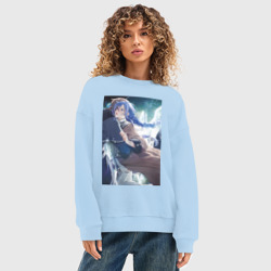 Женский свитшот oversize без начеса хлопок Реинкарнация безработного Рокси Мигурдия и спаситель - фото 2