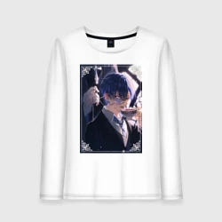 Женский лонгслив хлопок Тёмный дворецкий Сиэль Фантомхайв пьет чай